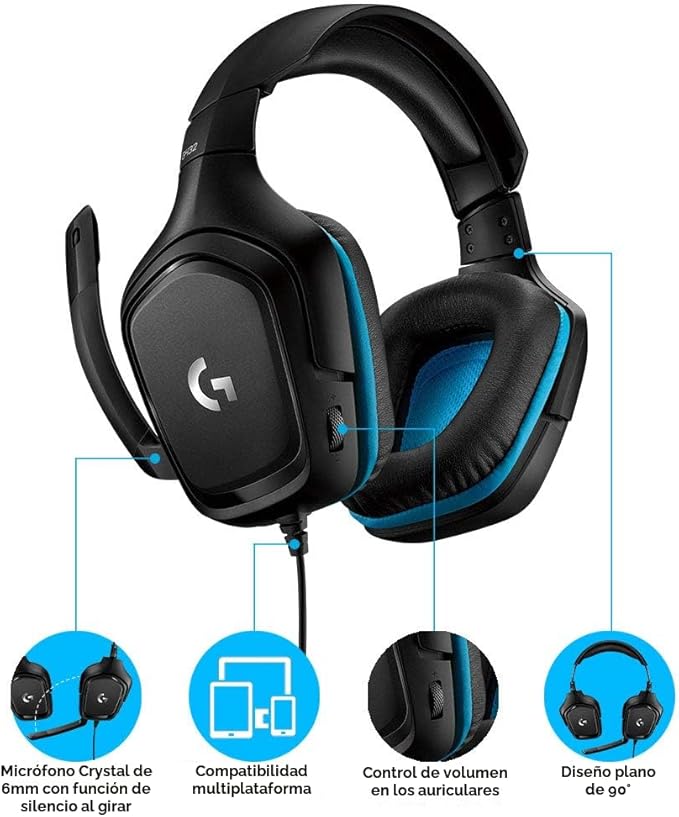 Logitech G432 Auriculares con Cable para Juegos
