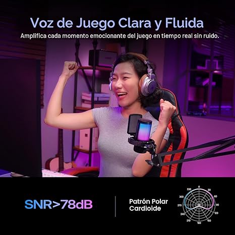 Micrófono USB Condensador Gamer para Streaming