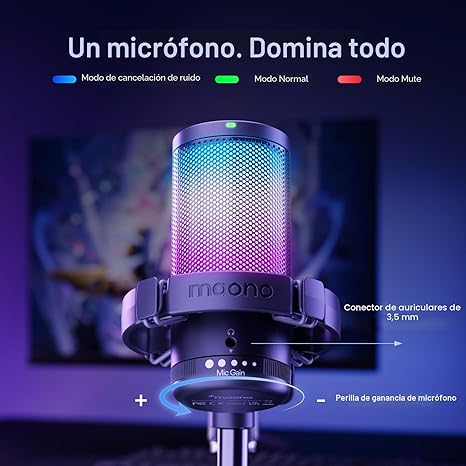 Micrófono USB Condensador Gamer para Streaming