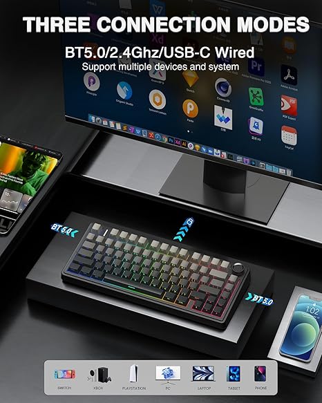 AULA Teclado mecánico inalámbrico F75 Pro