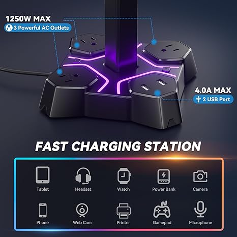 Soporte para Auriculares con Cargador USB