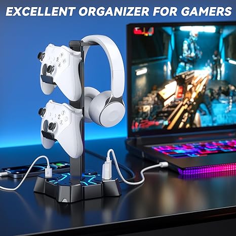Soporte para Auriculares con Cargador USB