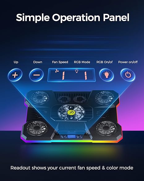 Cooling Pad Laptop Gamer con 6 Ventiladores RGB