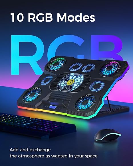 Cooling Pad Laptop Gamer con 6 Ventiladores RGB