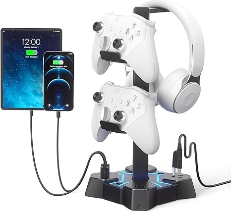 Soporte para Auriculares con Cargador USB